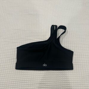 ALO Yoga Sleek Black One-Shoulder Sports Bra